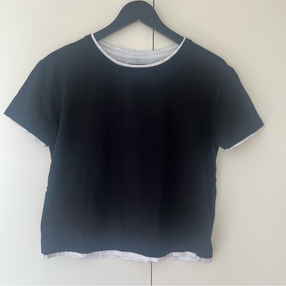 C&C California Black White Layered Pima Cotton Tee Size M